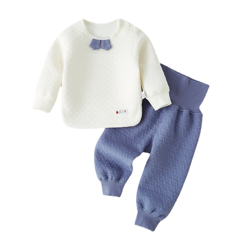 Baby warm clothes for boys and girls three-layer boneless newborn clothes winter clothing split cotton clip thickene